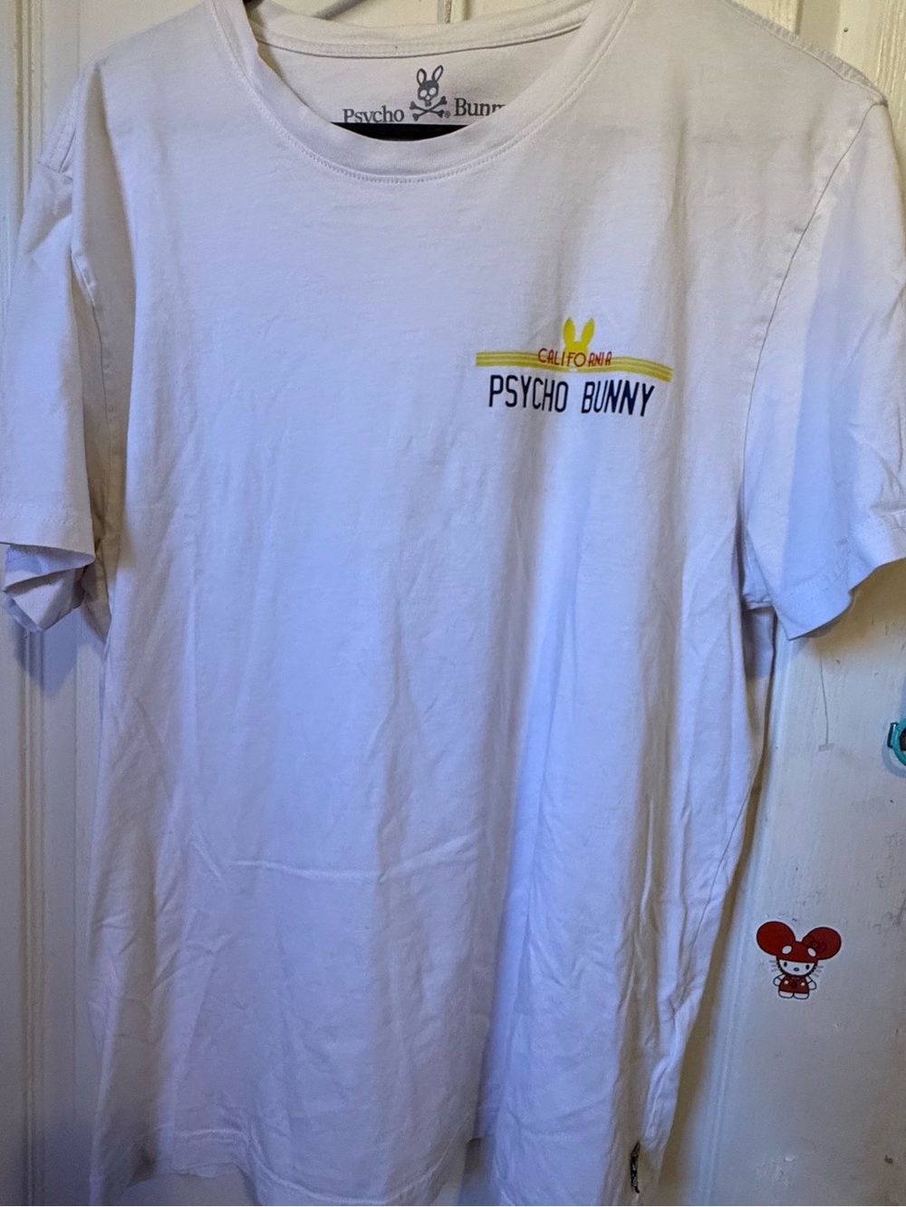 Psycho Bunny Men’s White Tee with Yellow California Logo